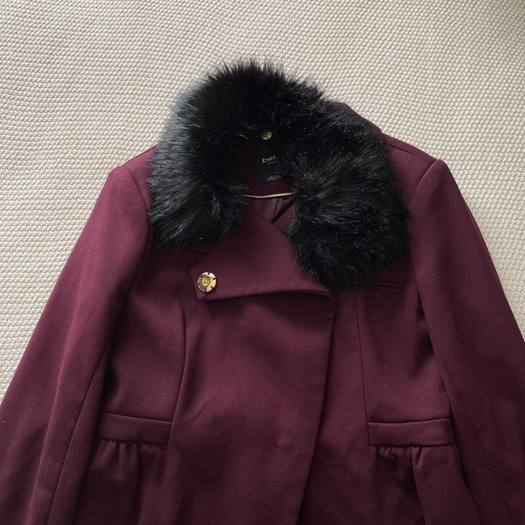 Bebe Faux Fur Collar Burgendy Coat - Picture 5 of 16